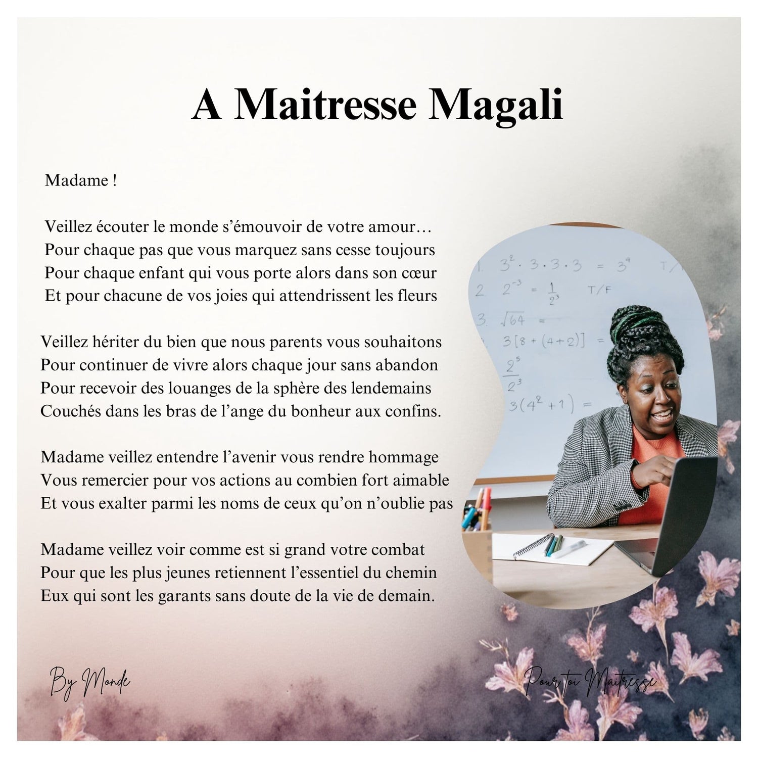 A ma maitresse... (De la part des parents)