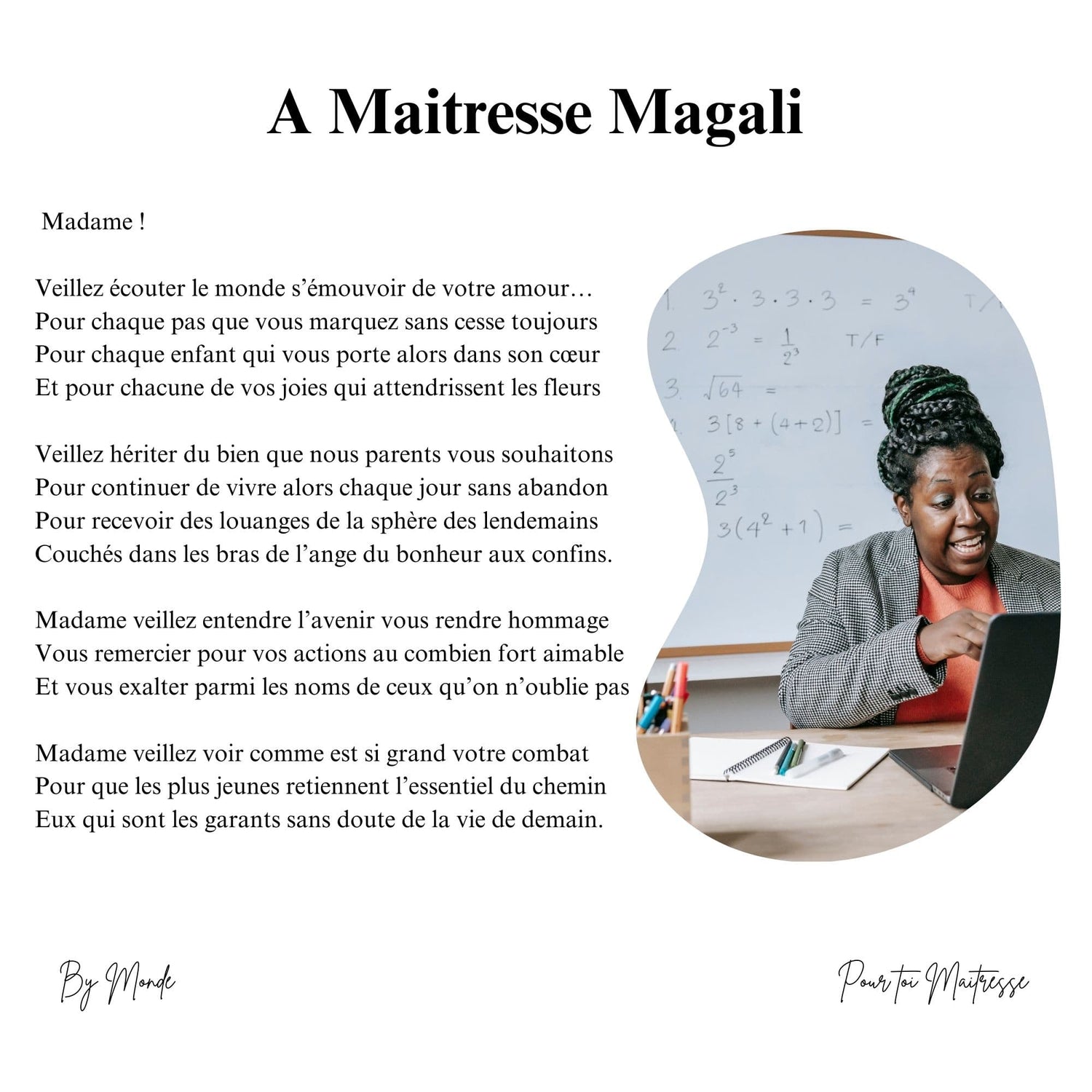 A ma maitresse... (De la part des parents)